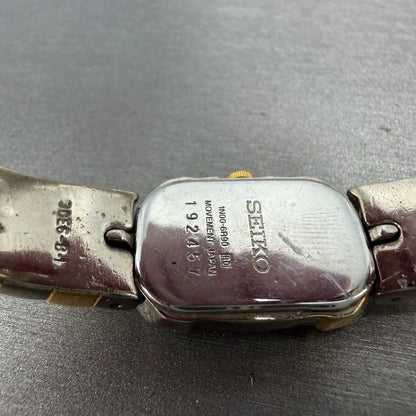 Seiko Watch Women 16mm White Dial Two Tone Hexagon 1N00-6R90 New Battery9