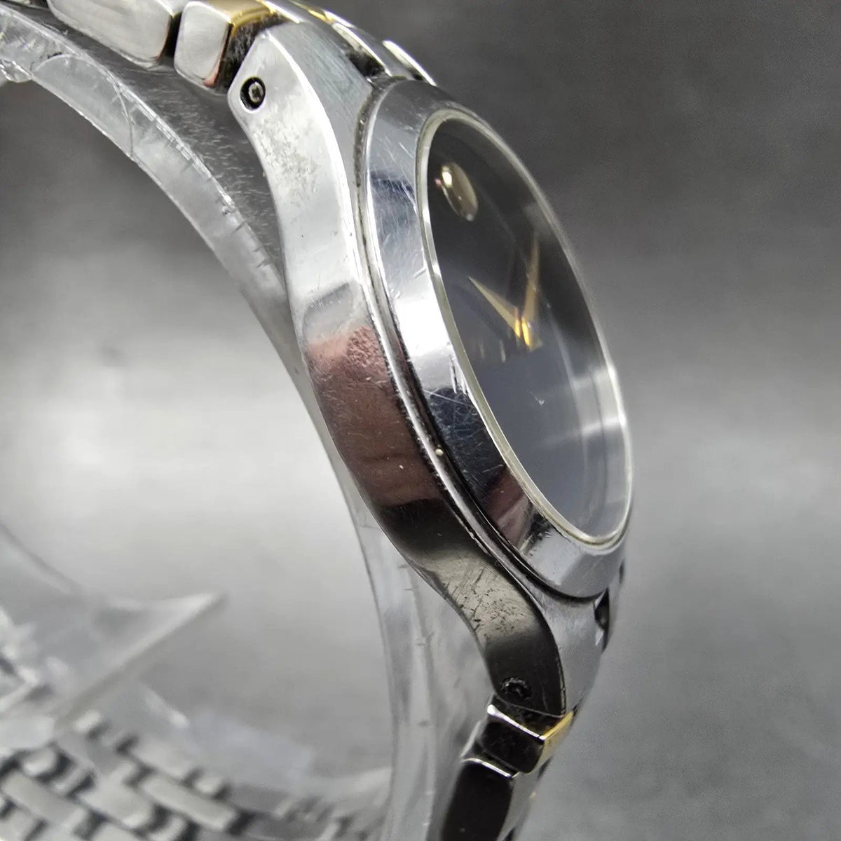 Movado Museum Watch Women 24mm Black Dial Two Tone Round 81-E4-1832 New Batt 563