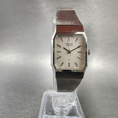 Ricoh Tank Watch Women 20mm White Dial Silver Tone Octagon New Battery5
