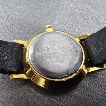Movado Muesem Watch Women 25mm Black Dial Gold Tone Round 87 A1 832 PARTS10