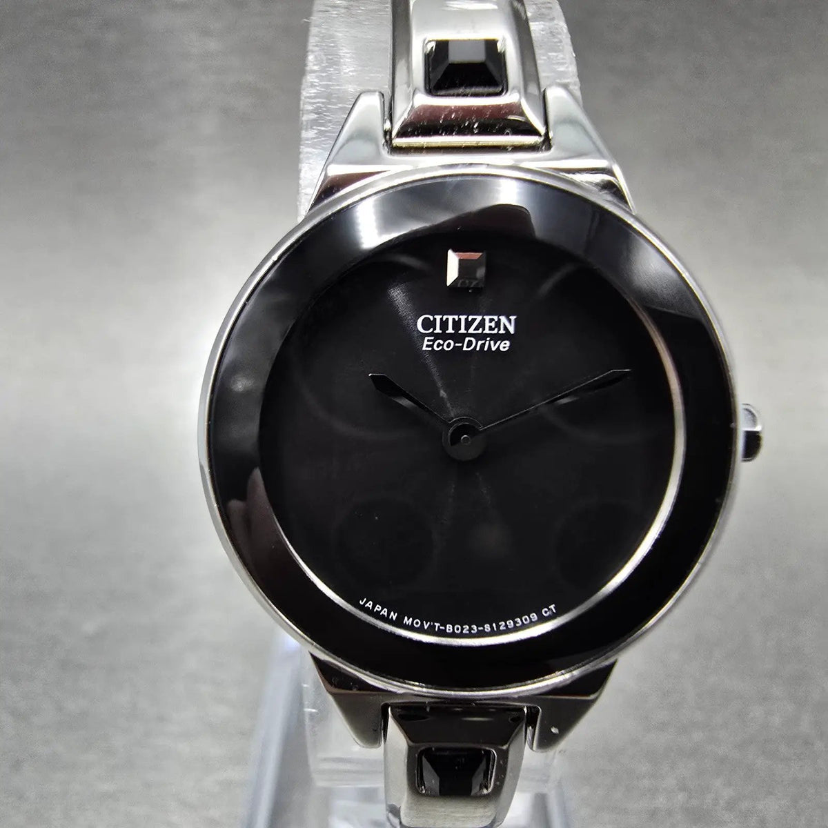 Citizen Eco-Drive Watch Women 23mm Black Dial Silver Round B023-S089824 Runs0