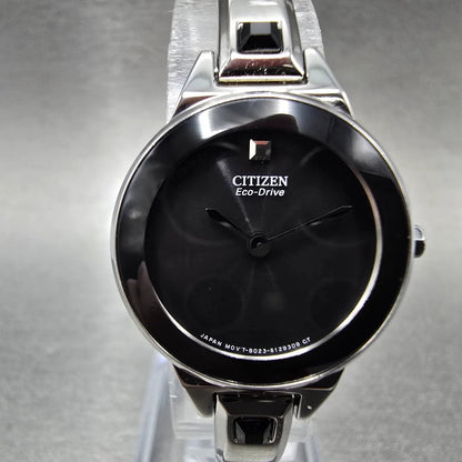 Citizen Eco-Drive Watch Women 23mm Black Dial Silver Round B023-S089824 Runs0
