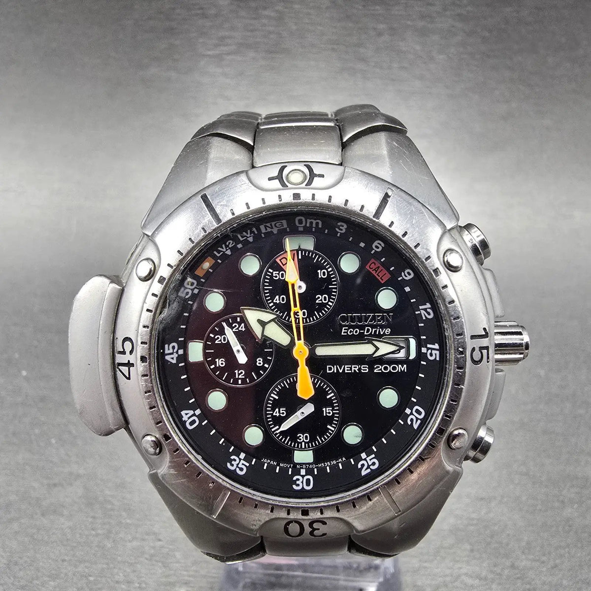 Citizen Eco-Drive Aqualand Watch Men 45mm Black Dial Silver B740-S037760 Runs0
