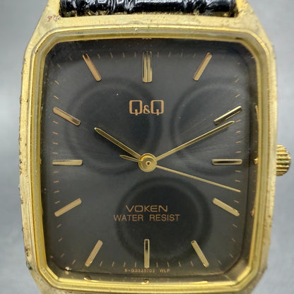 Citizen Q&Q tank Voken Watch Unisex 26mm Gray Dial Gold Tone Rectangle New Batt1