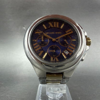 Michael Kors Camile Chrono Watch Women 43mm Blue Dial Two Tone Date MK-5758 ABC5