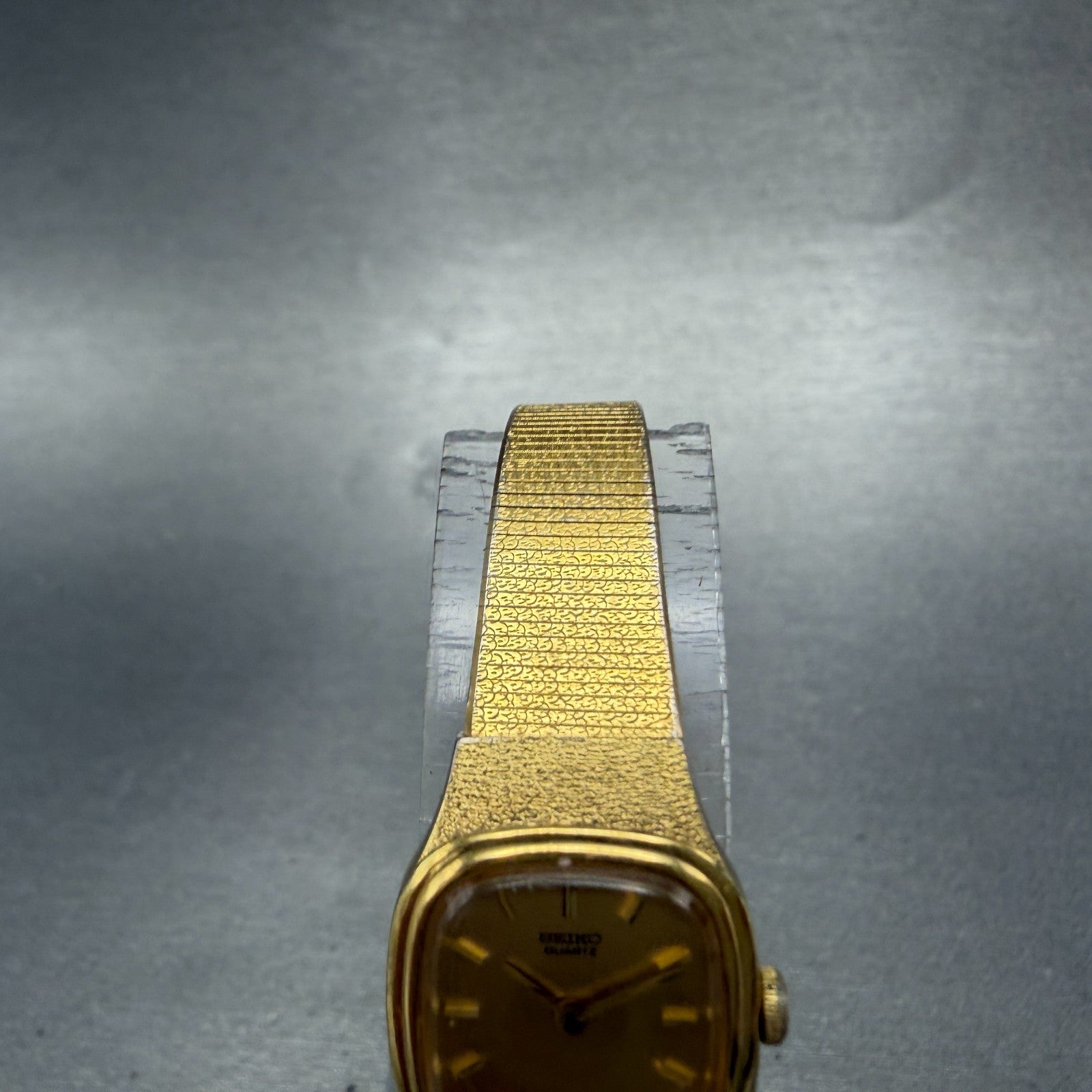 Seiko Watch Women 16mm Champagne Dial Gold Tone Square 2C20-5770 New Battery F44