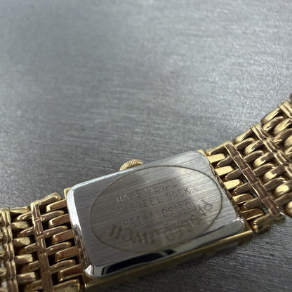 Seiko Tank Watch Women 12mm Champagne Dial Gold Tone 2e20-6109 New Battery 97HD9