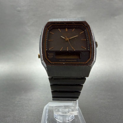 Seiko Analog Digital Watch Men 33mm Gray Dial Steel Rectangle H601-5479 PARTS!!!6