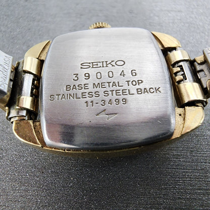 Seiko Watch Women 29mm Gold Dial Gold Tone Rectangle Manual Wind Runs 11349911