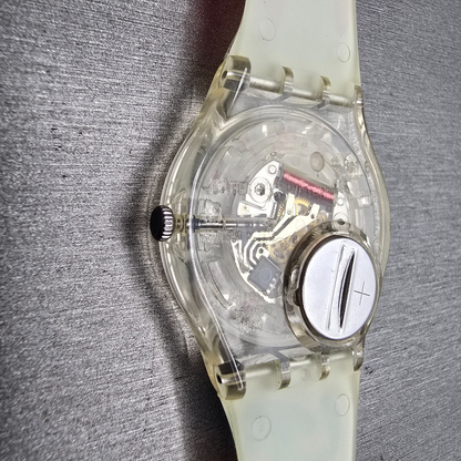 Swatch Paralympic Watch Men 35mm White Dial Clear Case Round GE213 New Battery12