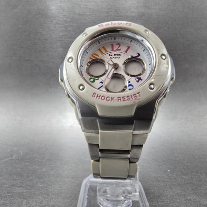 Casio Baby-G MSG-302 Watch Women 39mm White Dial Silver Analog Digital Works JP5