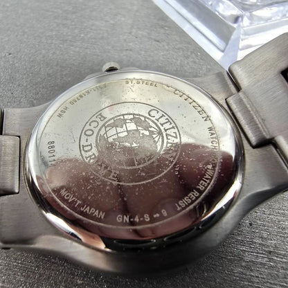 Citizen Eco-Drive Watch Men 36mm Black Dial Silver Tone Date E111-K16750 Runs9