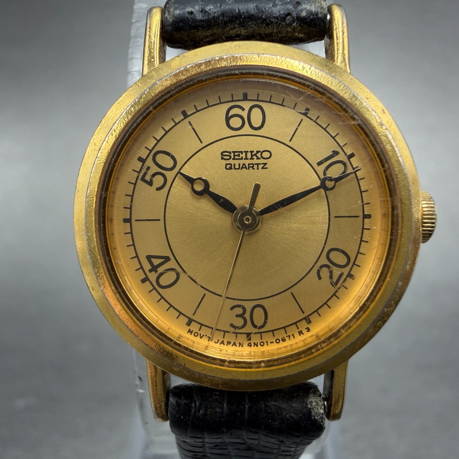 Seiko Watch Women 21mm Champagne Dial Gold Tone Round VTG 4N01-0301 New Battery1