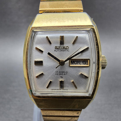 Seiko Autoamtic Watch Women 23mm White Dial Gold Tone Daydate 2206-3050 Works0