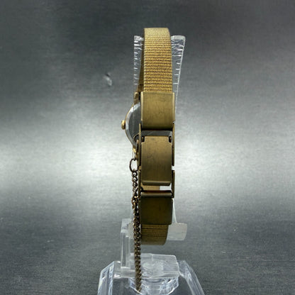 Seiko Watch Women 18mm Gold Dial Gold Tone Round Vintage V401-0250 New Battery W7