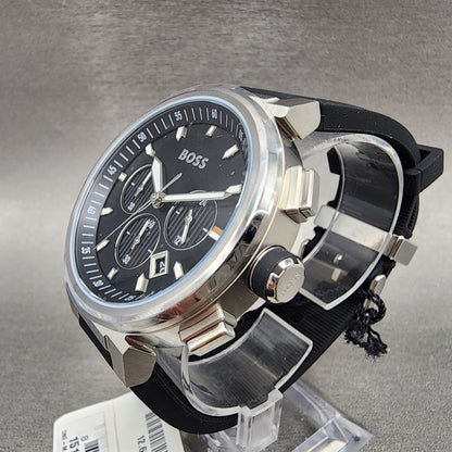 Hugo Boss Chronograph Watch Men 44mm Black Dial Steel Date Round 1513997