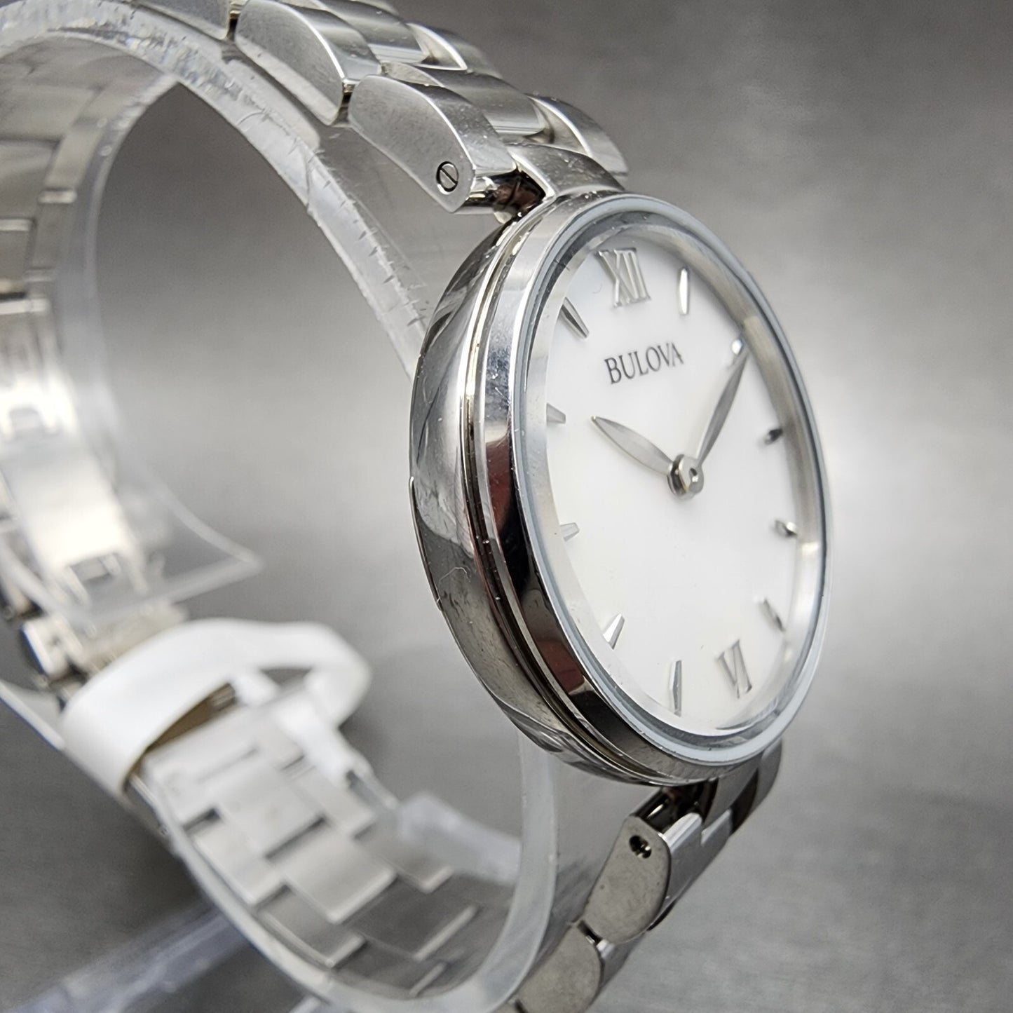 Bulova Watch Women 27mm MOP Dial Steel Round 96L229 New Battery3