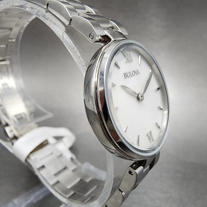 Bulova Watch Women 27mm MOP Dial Steel Round 96L229 New Battery3