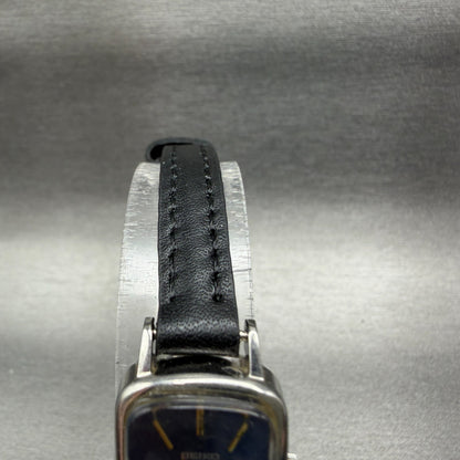 Seiko Tank Watch Women 16mm Blue Dial Silver Tone Rectangle Manual 11043419 Run4