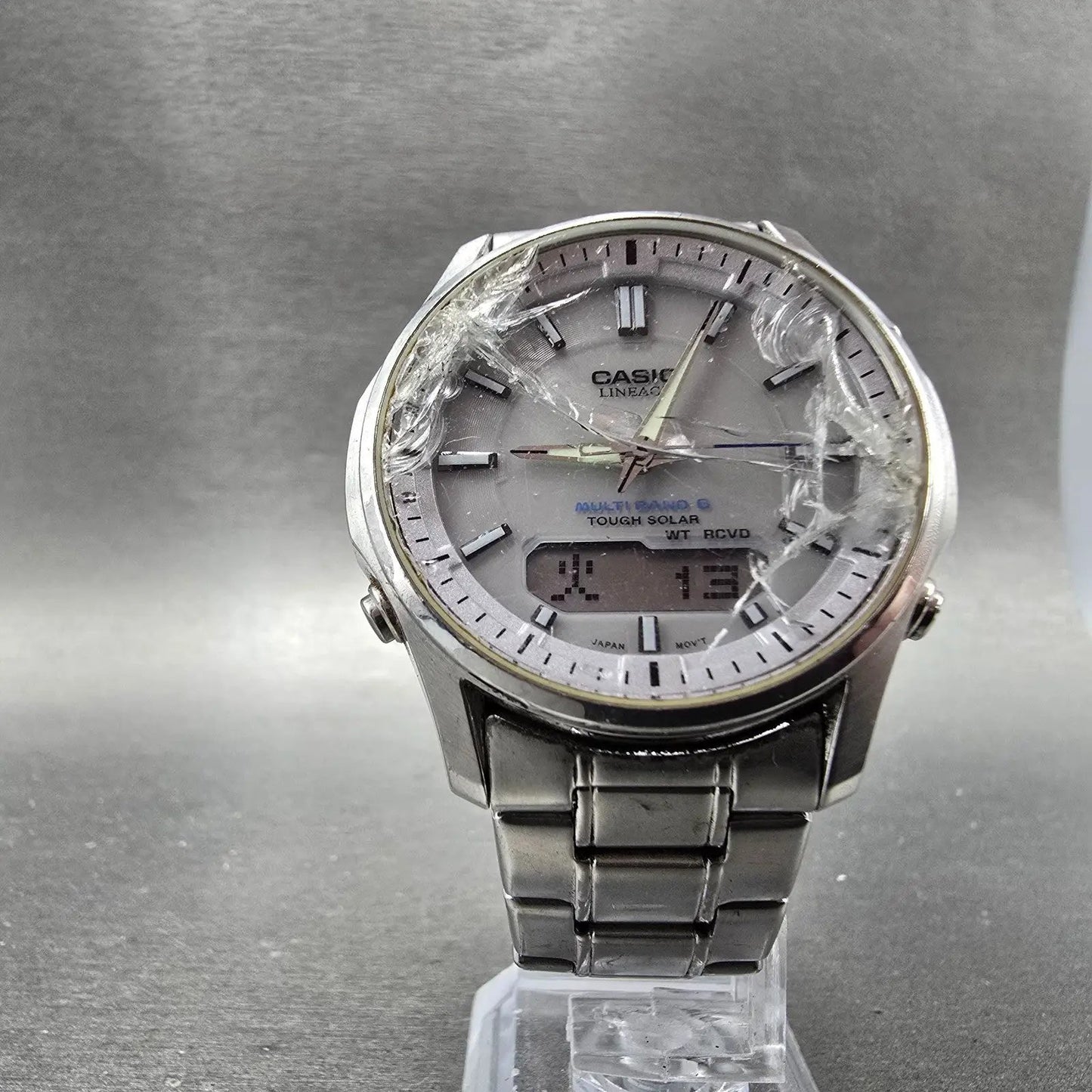 Casio Lineage Watch Men 40mm White Dial Steel Analog Digital Solar LCW-M100 Runs5
