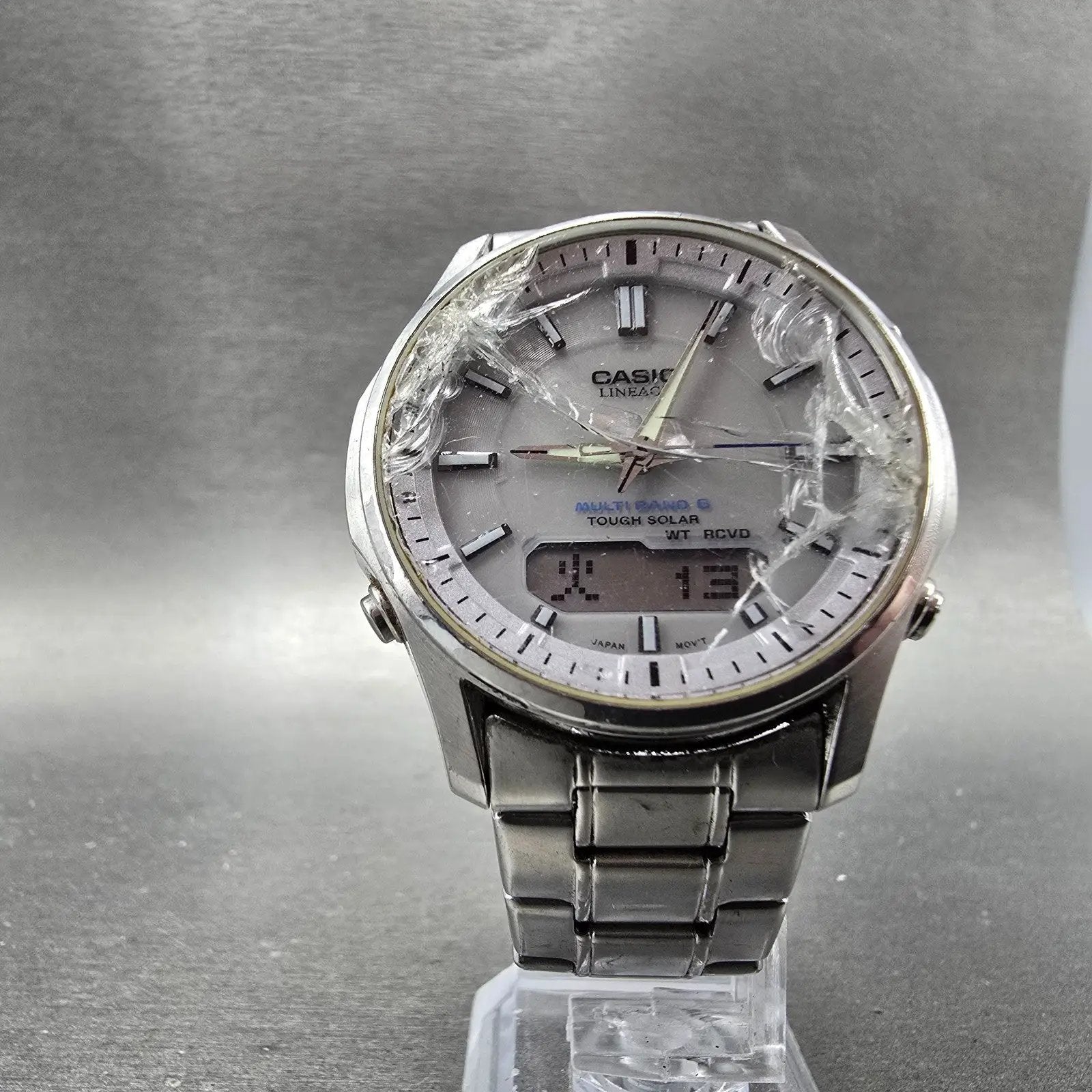 Casio Lineage Watch Men 40mm White Dial Steel Analog Digital Solar LCW-M100 Runs5