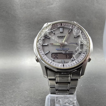 Casio Lineage Watch Men 40mm White Dial Steel Analog Digital Solar LCW-M100 Runs5