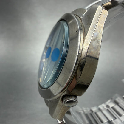 Seiko Alba AKA Watch Men 42mm Blue Dial Silver Tone Daydate V743-5a10 New Batt 32