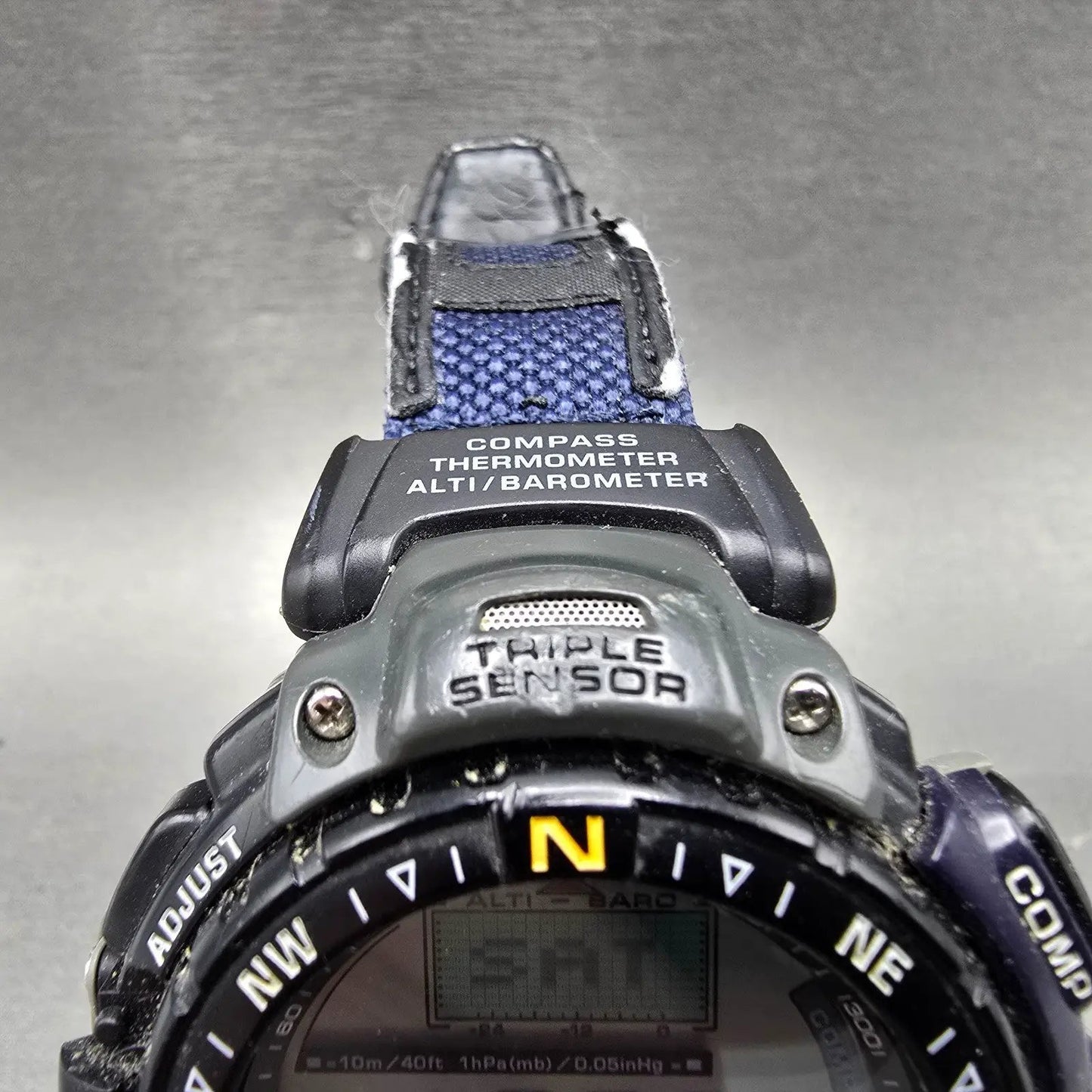 Casio Protrek Watch Men 54mm Blue Triple Sensor Daydate Digital PRG-40 New BattA4