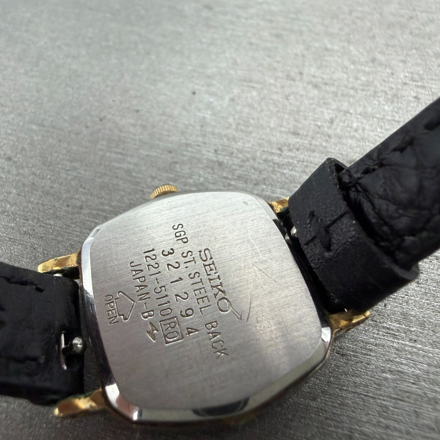 Seiko Watch Women 22mm Silver Dial Gold Tone Hexagon 1221-5110 New Battery VTG9