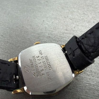 Seiko Watch Women 22mm Silver Dial Gold Tone Hexagon 1221-5110 New Battery VTG9