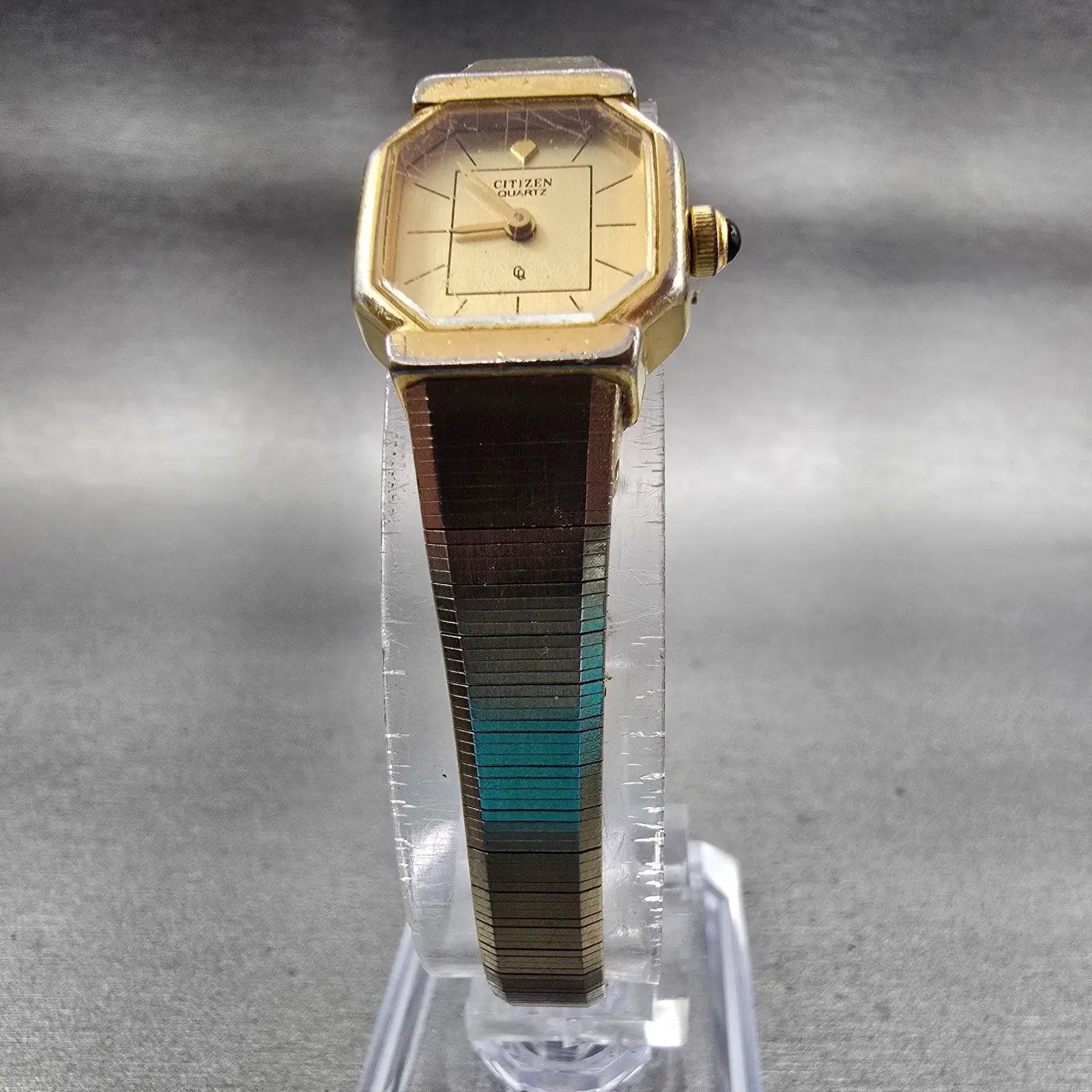 Citizen CQ Watch Women 17mm Gold Dial Gold Tone Octagon 3220-321871 New Battery5
