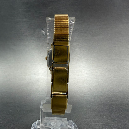 Seiko Watch Women 17mm Champagne Dial Gold Tone Rectangle 2Y01-5A60 New Battery7