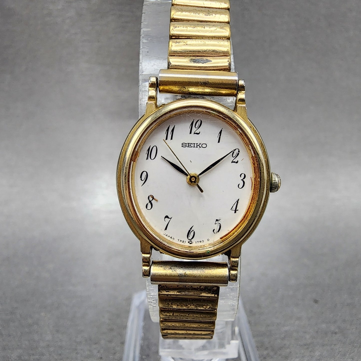 Seiko Watch Women 22mm White Dial Gold Tone Oval Bracelet 73216070 New Battery0