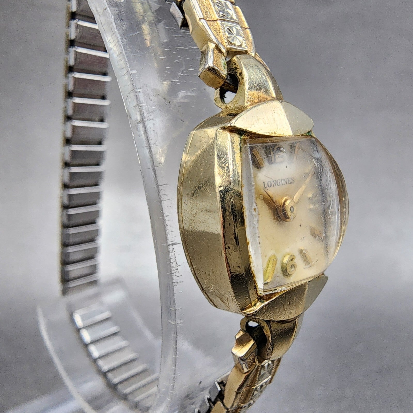 Longines Watch Women 15mm White Dial 10K Gold Filled Oval Cal 14.16 PARTS4