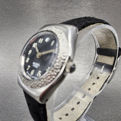 Swatch Irony Uccello Watch Women 25mm Black Dial Steel Round YSS152 New Battery