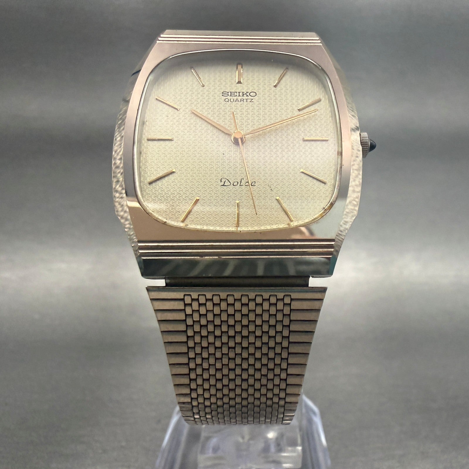 Seiko Dolce Watch Men 30mm Champagne Dial Gold Tone 7731-5090 New Battery5