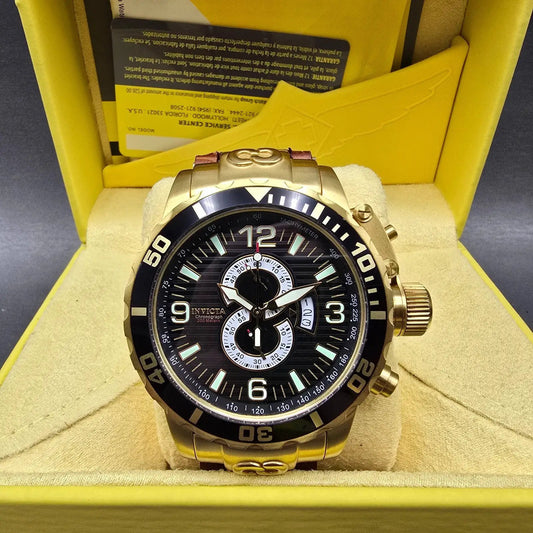 Invicta Corduba Chronograph Dive Watch Men 52mm Black Dial Gold Tone 4900 NewBat0