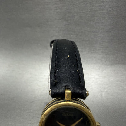 Gucci 2000L Watch Women 22mm Black Dial Gold Plated Round New Battery VTG ABC3