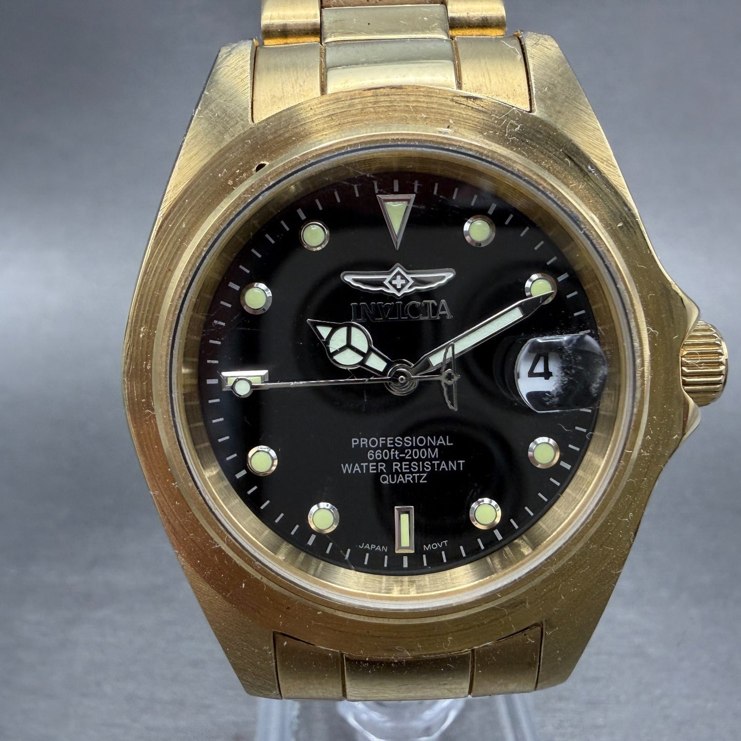 Invicta Pro Diver Watch Men 37mm Black Dial Gold Tone Date 8936 READ New Battery2