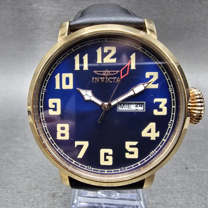 Invicta Vintage Watch Men 45mm Blue Dial Rose Gold Tone Daydate 18433 New Batt0