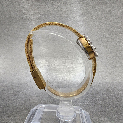 Elgin Watch Women 15mm Champagne Dial Gold Tone Oval Diamond bezel New Battery8