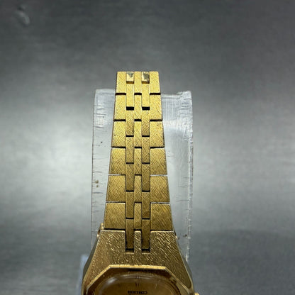 Seiko Watch Women 17mm Champagne Dial Gold Tone Rectangle 2C20-5749 New Battery24