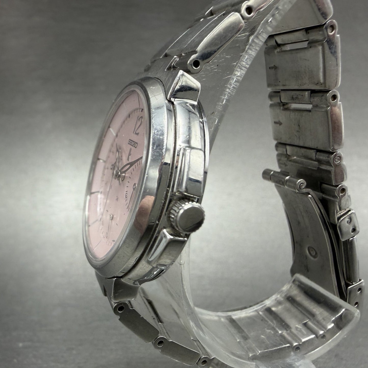 Seiko Lukia Watch Women 33mm Pink Dial Silver Tone Daydate 5Y89-0B70 New Battery2