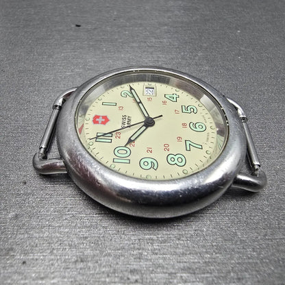 Victorinox Swiss Army Cavalry Watch Men 37mm Cream Dial Silver Tone Date PART KL4