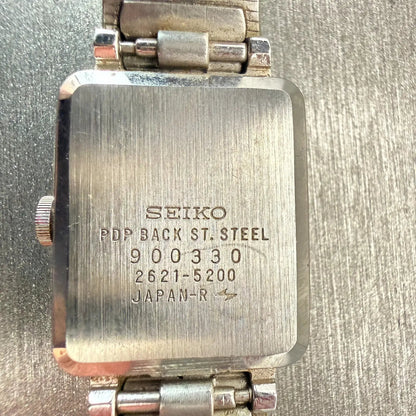 Seiko Watch Women 20mm Silver Dial Silver Tone Rectangle 2621-5200 New Battery10