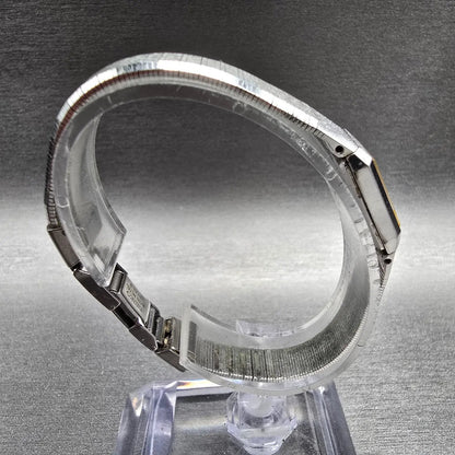 Seiko Watch Women 12mm Silver Dial Silver Rectangle 2E20-5029 New Battery VTG J18
