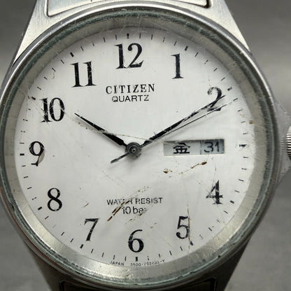 Citizen Watch Men 35mm White Dial Silver Tone Daydate Round 5500-F50131 New Batt1