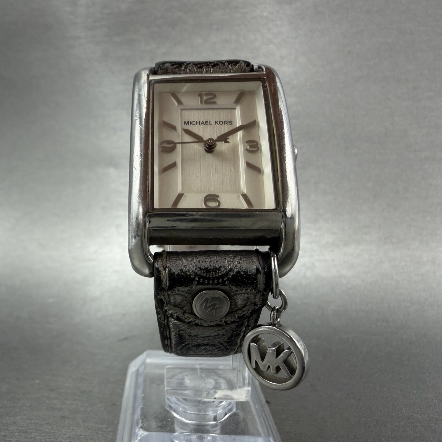 Michael Kors Tank Watch Women 26mm White Dial steel Rectangle MK2247 New Batt5
