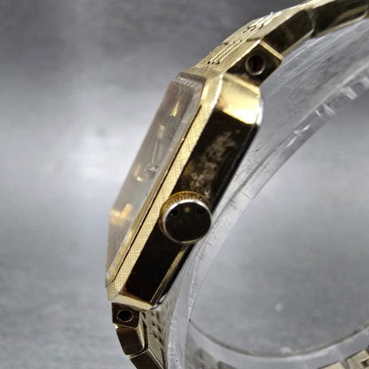 Seiko Tank Watch Women 17mm Champagne Dial Gold Rectangle 1400-5540 New Battery2