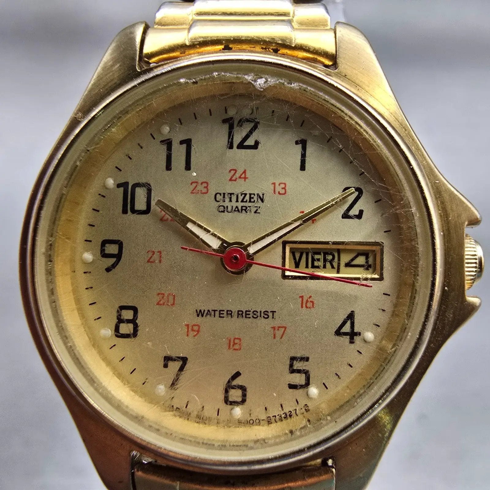 Citizen Watch Women 25mm Gold Dial Gold Tone Daydate Round 6000-S27182 New Batt1